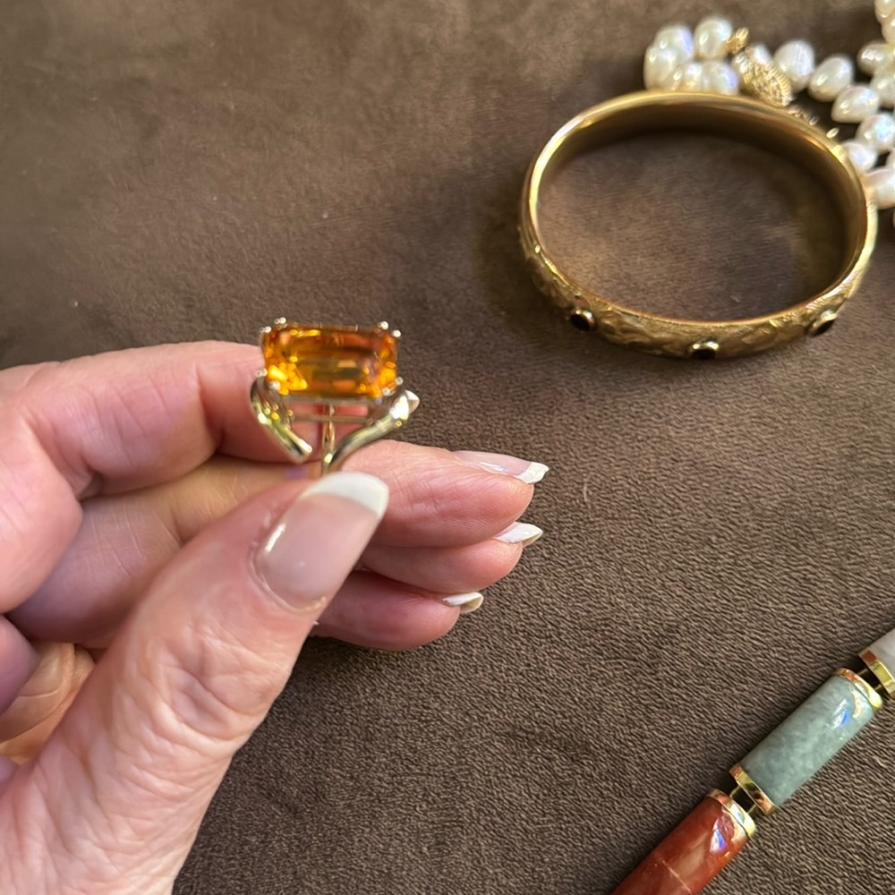 Citron Large Stone 14K White And Yellow Custom Made